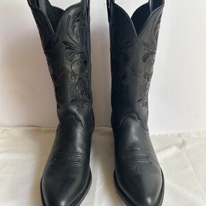 Twisted X Black Floral Stitching Boots Size 7 Black